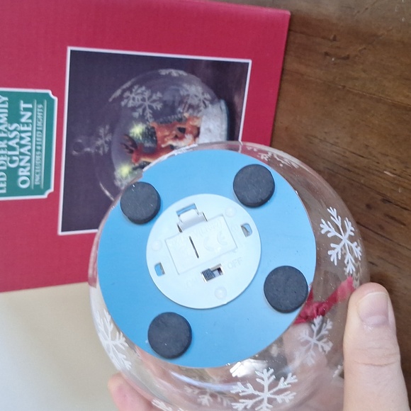 Glass Holiday Ornament with Reindeer and Snowflakes - Picture 6 of 6